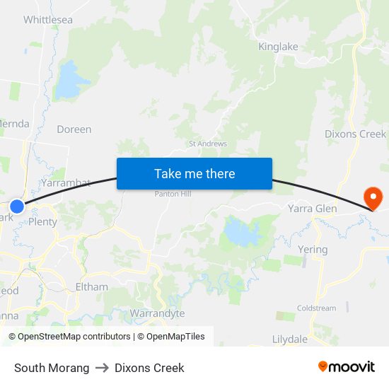 South Morang to Dixons Creek map