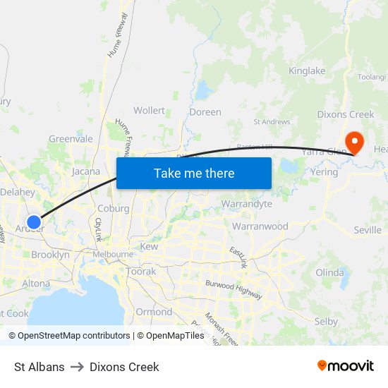 St Albans to Dixons Creek map