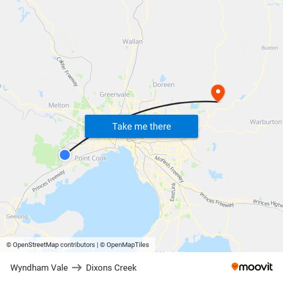 Wyndham Vale to Dixons Creek map