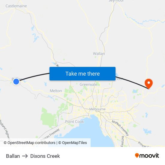 Ballan to Dixons Creek map