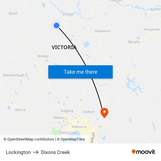 Lockington to Dixons Creek map