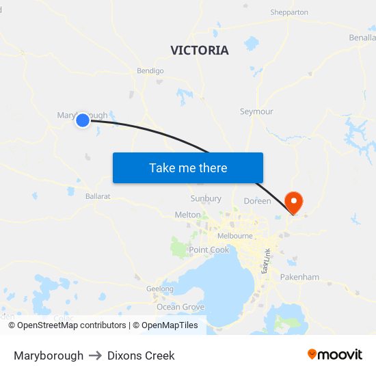 Maryborough to Dixons Creek map