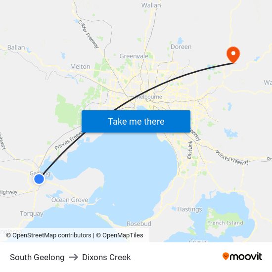 South Geelong to Dixons Creek map