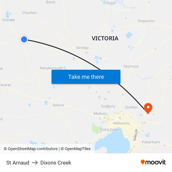 St Arnaud to Dixons Creek map