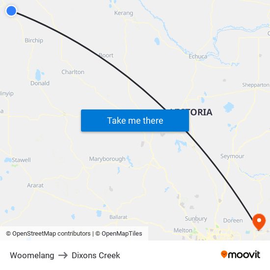 Woomelang to Dixons Creek map
