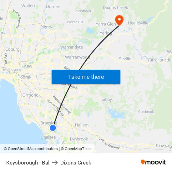 Keysborough - Bal to Dixons Creek map