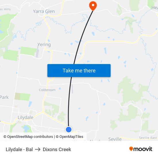 Lilydale - Bal to Dixons Creek map