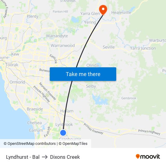 Lyndhurst - Bal to Dixons Creek map