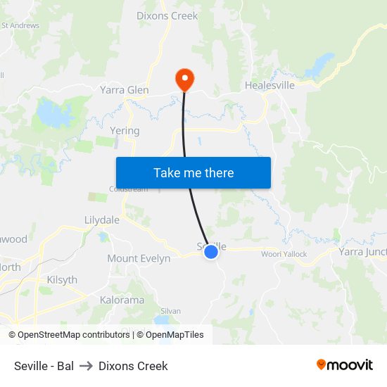 Seville - Bal to Dixons Creek map