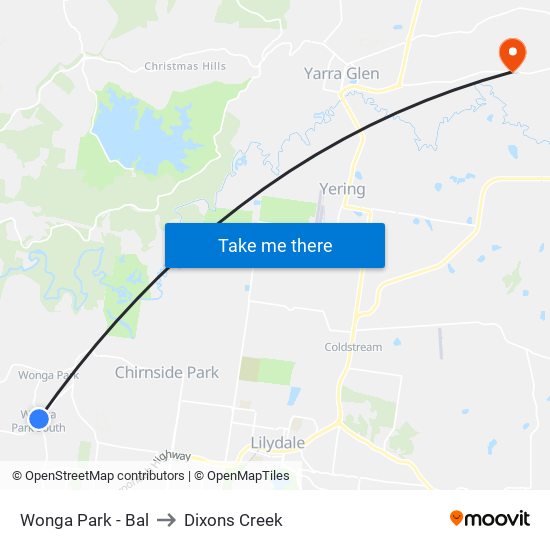 Wonga Park - Bal to Dixons Creek map