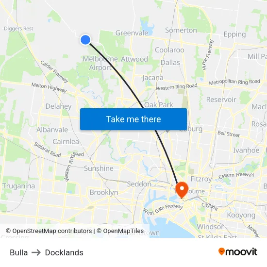 Bulla to Docklands map