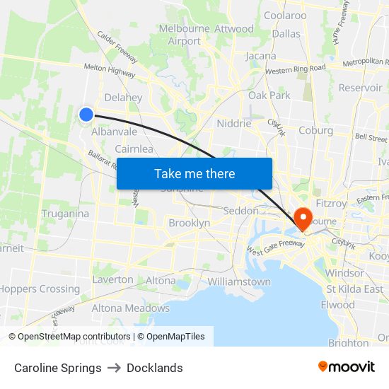 Caroline Springs to Docklands map
