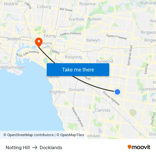Notting Hill to Docklands map