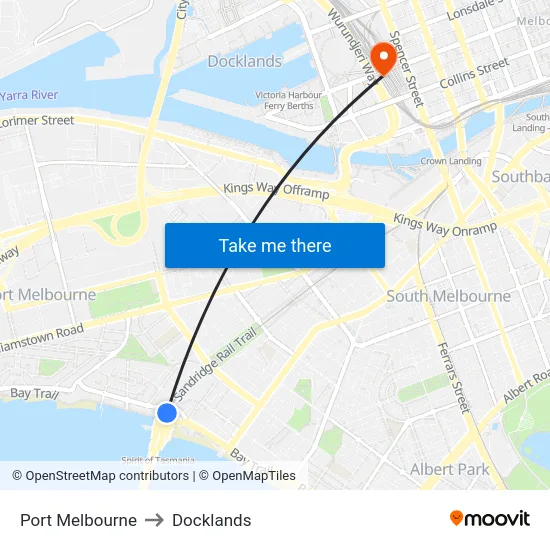 Port Melbourne to Docklands map