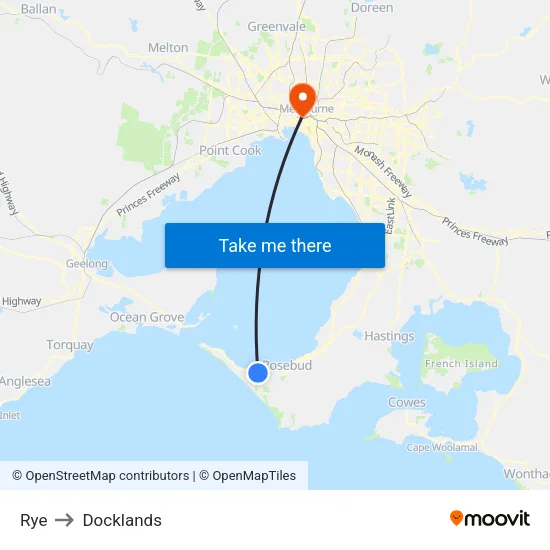Rye to Docklands map