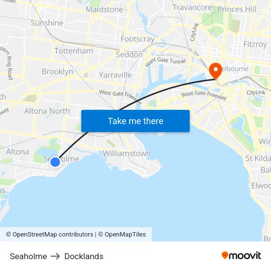 Seaholme to Docklands map