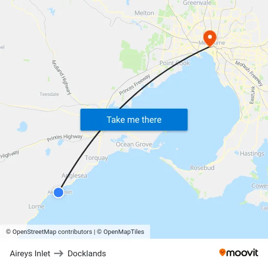 Aireys Inlet to Docklands map