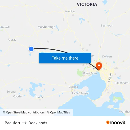 Beaufort to Docklands map