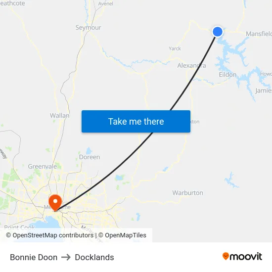 Bonnie Doon to Docklands map