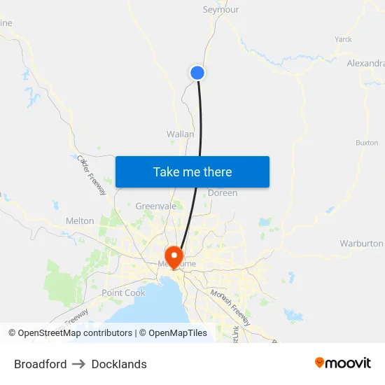 Broadford to Docklands map