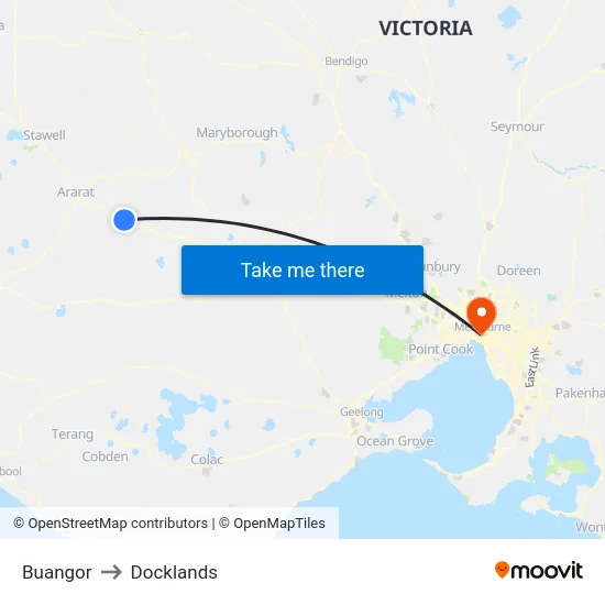 Buangor to Docklands map