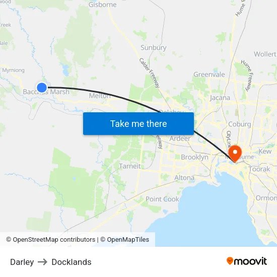 Darley to Docklands map