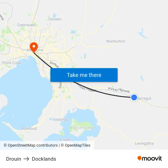 Drouin to Docklands map