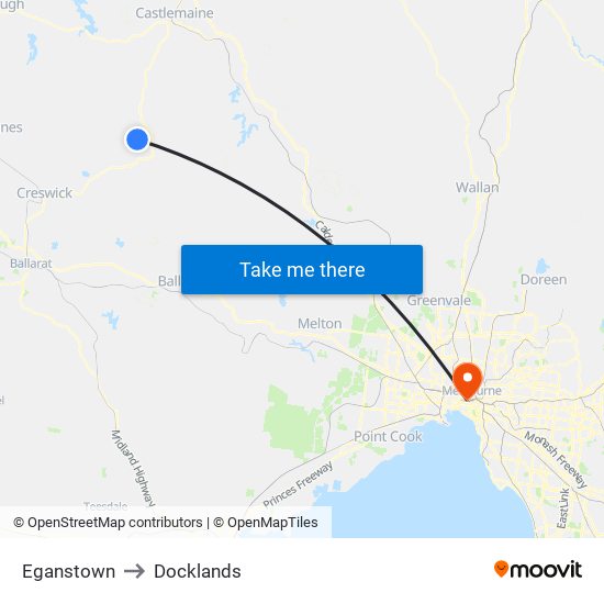 Eganstown to Docklands map