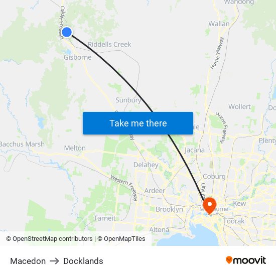 Macedon to Docklands map
