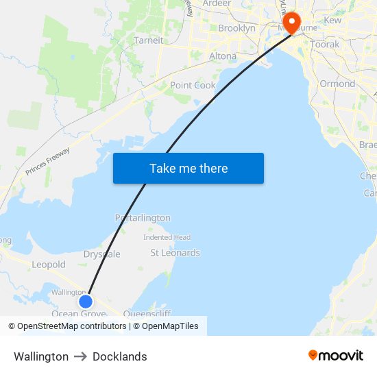 Wallington to Docklands map