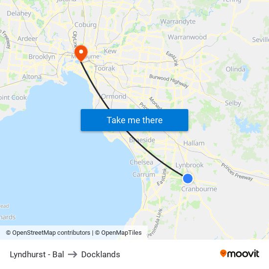 Lyndhurst - Bal to Docklands map