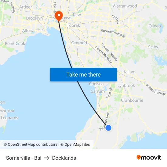 Somerville - Bal to Docklands map