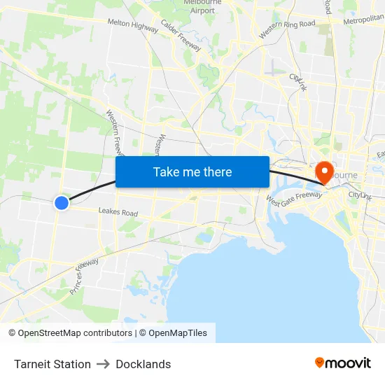 Tarneit Station to Docklands map