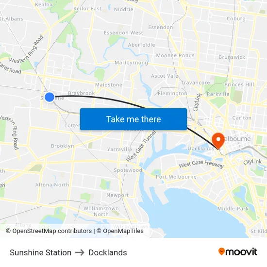 Sunshine Station to Docklands map