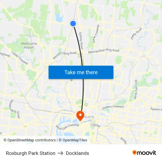 Roxburgh Park Station to Docklands map