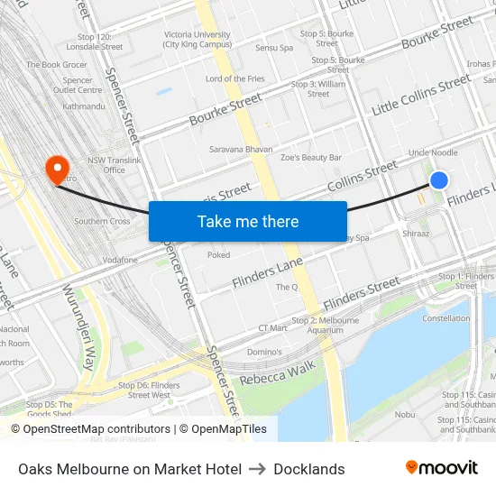Oaks Melbourne on Market Hotel to Docklands map