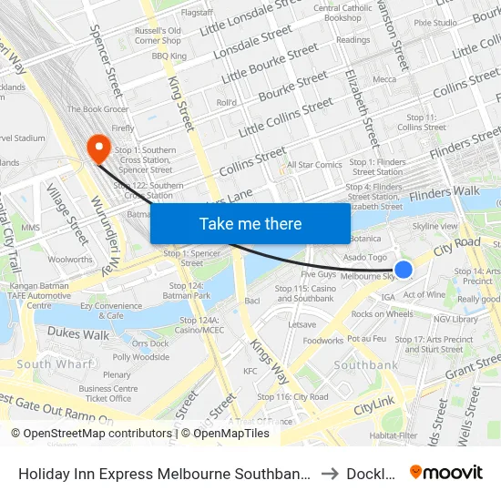 Holiday Inn Express Melbourne Southbank an IHG Hotel to Docklands map