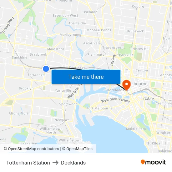Tottenham Station to Docklands map