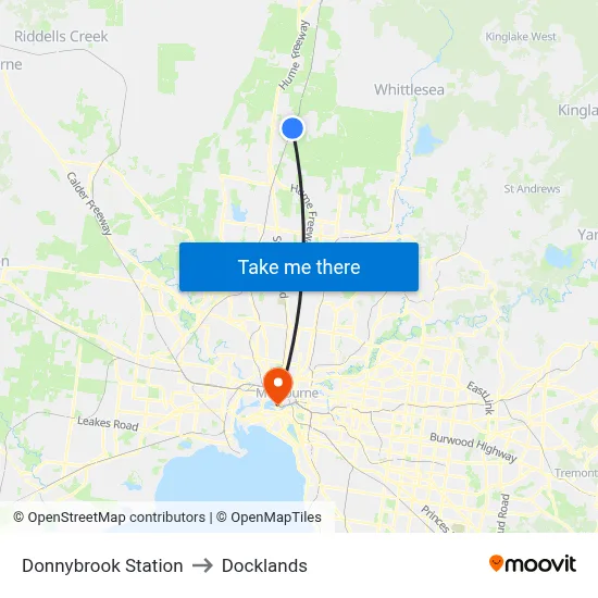 Donnybrook Station to Docklands map