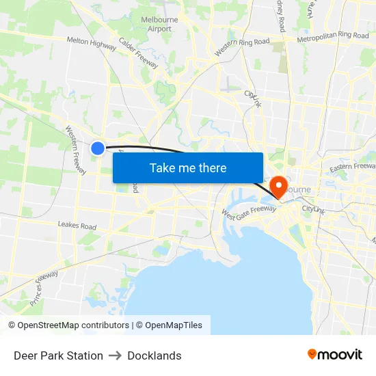 Deer Park Station to Docklands map