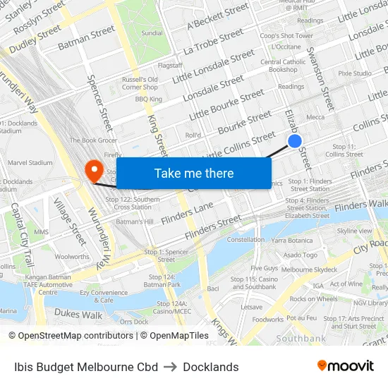 Ibis Budget Melbourne Cbd to Docklands map