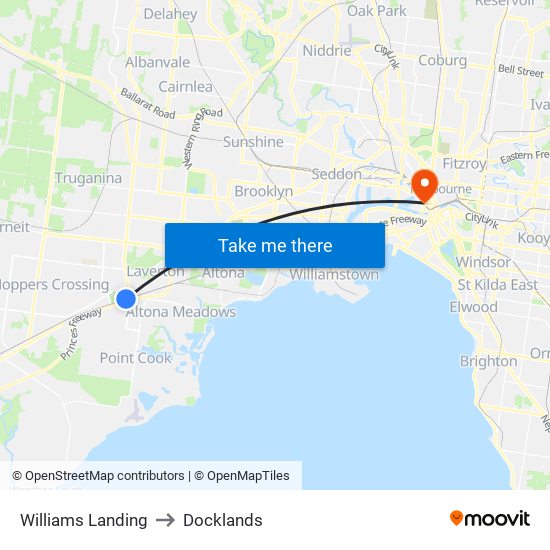 Williams Landing to Docklands map