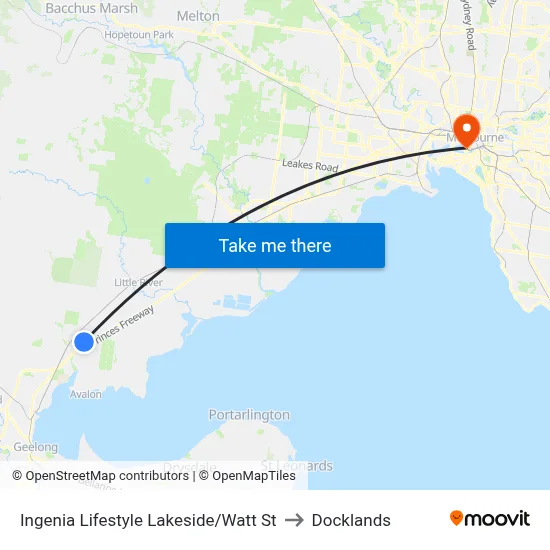 Ingenia Lifestyle Lakeside/Watt St to Docklands map