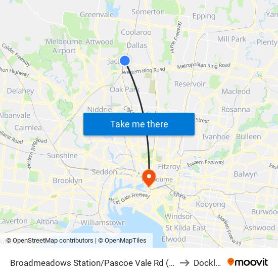 Broadmeadows Station/Pascoe Vale Rd (Broadmeadows) to Docklands map