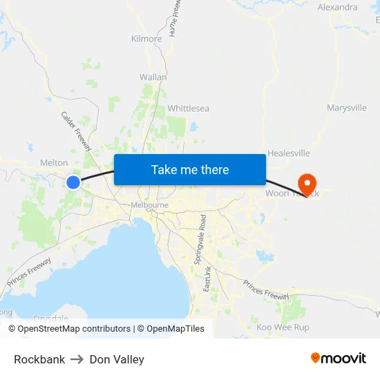 Rockbank to Don Valley map