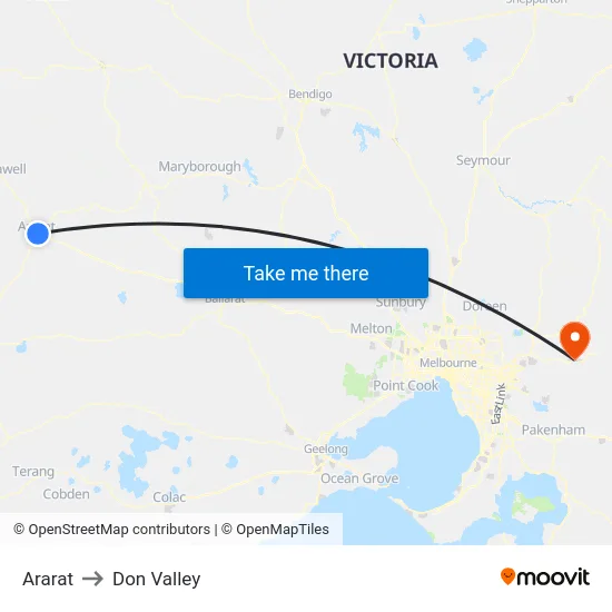 Ararat to Don Valley map