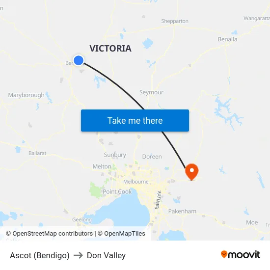 Ascot (Bendigo) to Don Valley map