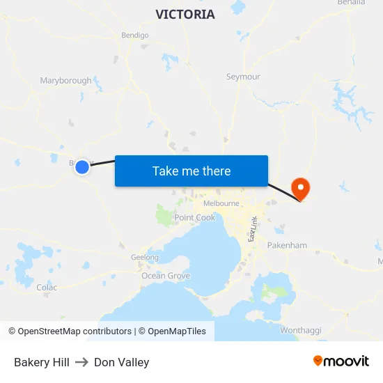 Bakery Hill to Don Valley map
