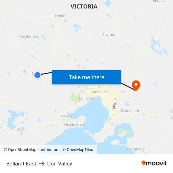 Ballarat East to Don Valley map