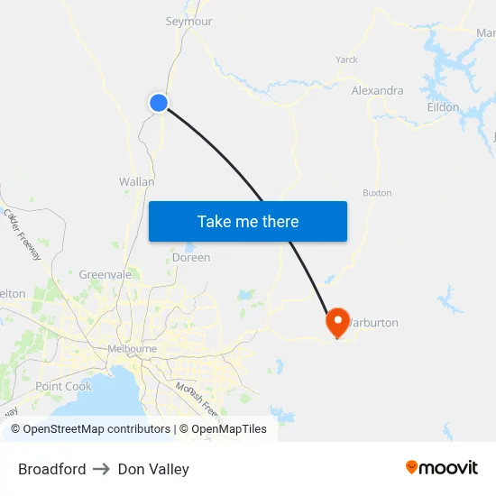 Broadford to Don Valley map